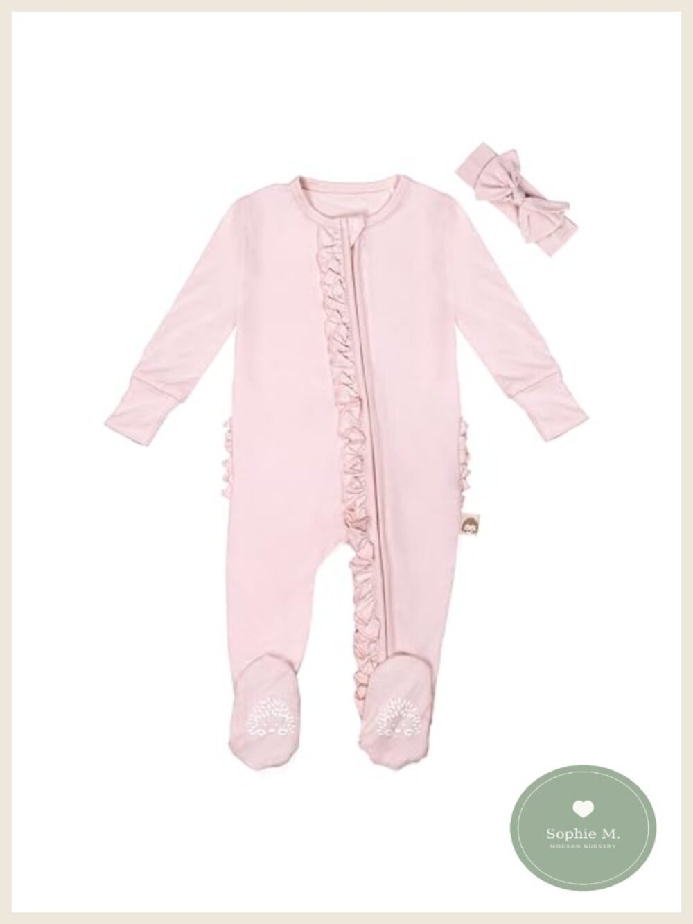 Ruffled Baby Girl Sleeper 0-3M Viscose Spandex Coming Home Outfit
